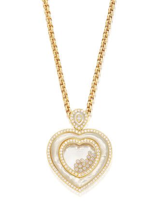 CHOPARD DIAMOND AND MOTHER-OF-PEARL 'HAPPY DIAMOND' PENDANT NECKLACE image 1