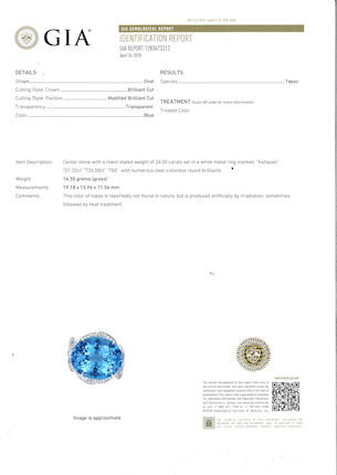 BLUE TOPAZ AND DIAMOND 'RIBBON' RING image 3
