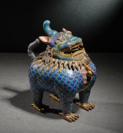 A CLOISONNE ENAMEL 'LUDUAN' INCENSE BURNER AND COVER Mid-Qing Dynasty (2) image 1