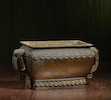 Thumbnail of A BRONZE RECTANGULAR INCENSE BURNER Early Ming Dynasty image 2