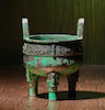 Thumbnail of A RARE AND SMALL BRONZE 'TAOTIE' INCENSE BURNER, DING Song/Ming Dynasty image 2