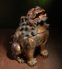 Thumbnail of A LARGE PAINTED BRONZE 'MYTHICAL BEAST' INCENSE BURNER Ming Dynasty or earlier (2) image 1
