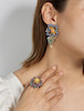 Thumbnail of OPAL, GEM-SET AND DIAMOND FLORAL RING AND EARRING SET (2) image 2