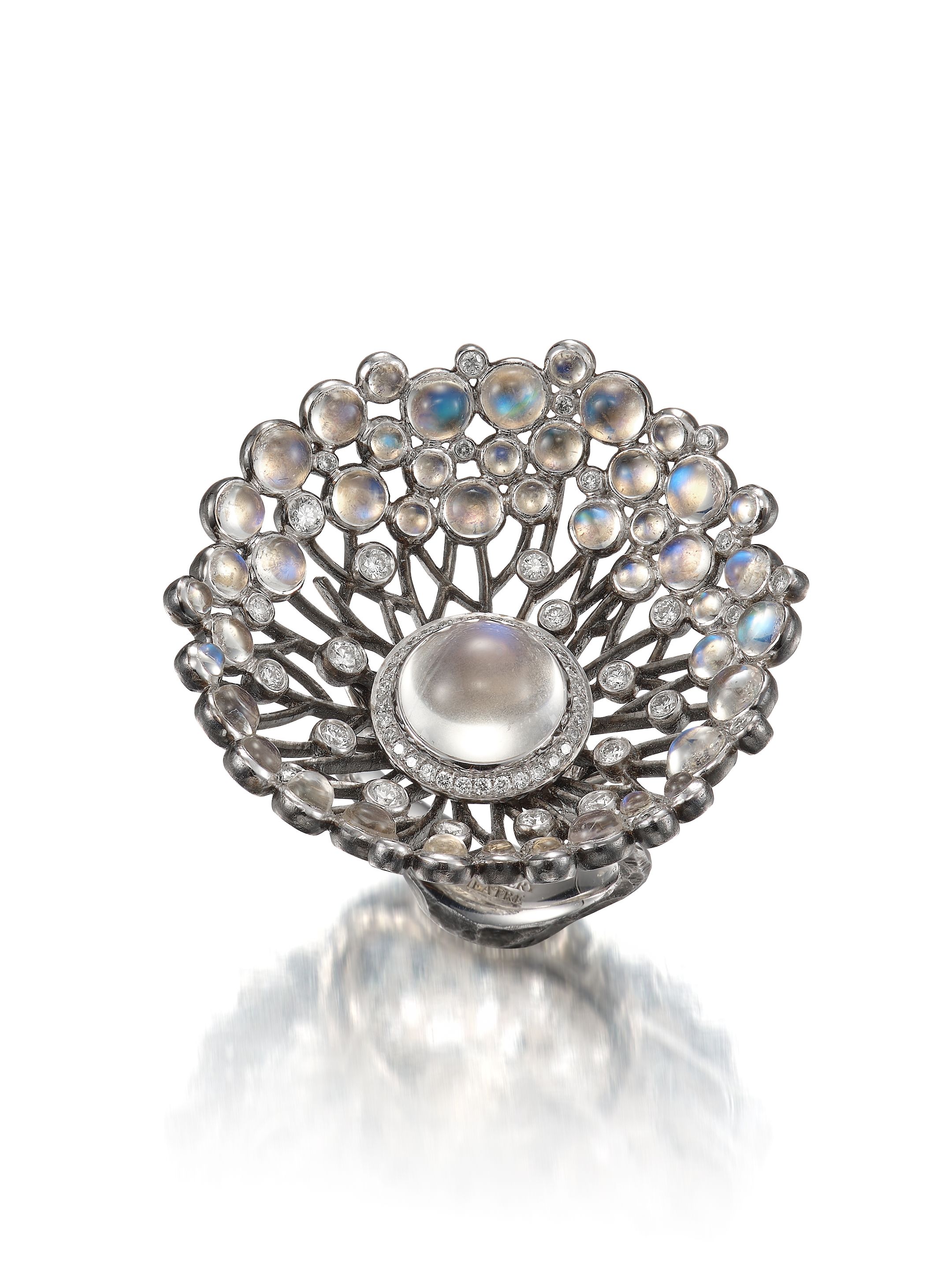 MOONSTONE AND DIAMOND RING