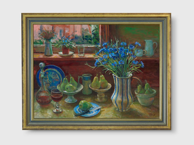 Margaret Olley (1923-2011) Cornflowers and Pears, 1993