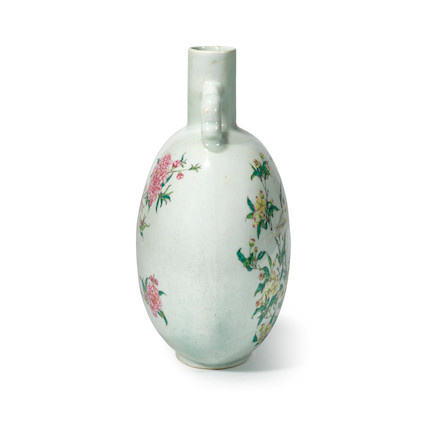 A FAMILLE ROSE 'BIRD AND FLOWER' MOONFLASK, BIANHU 18th century image 2