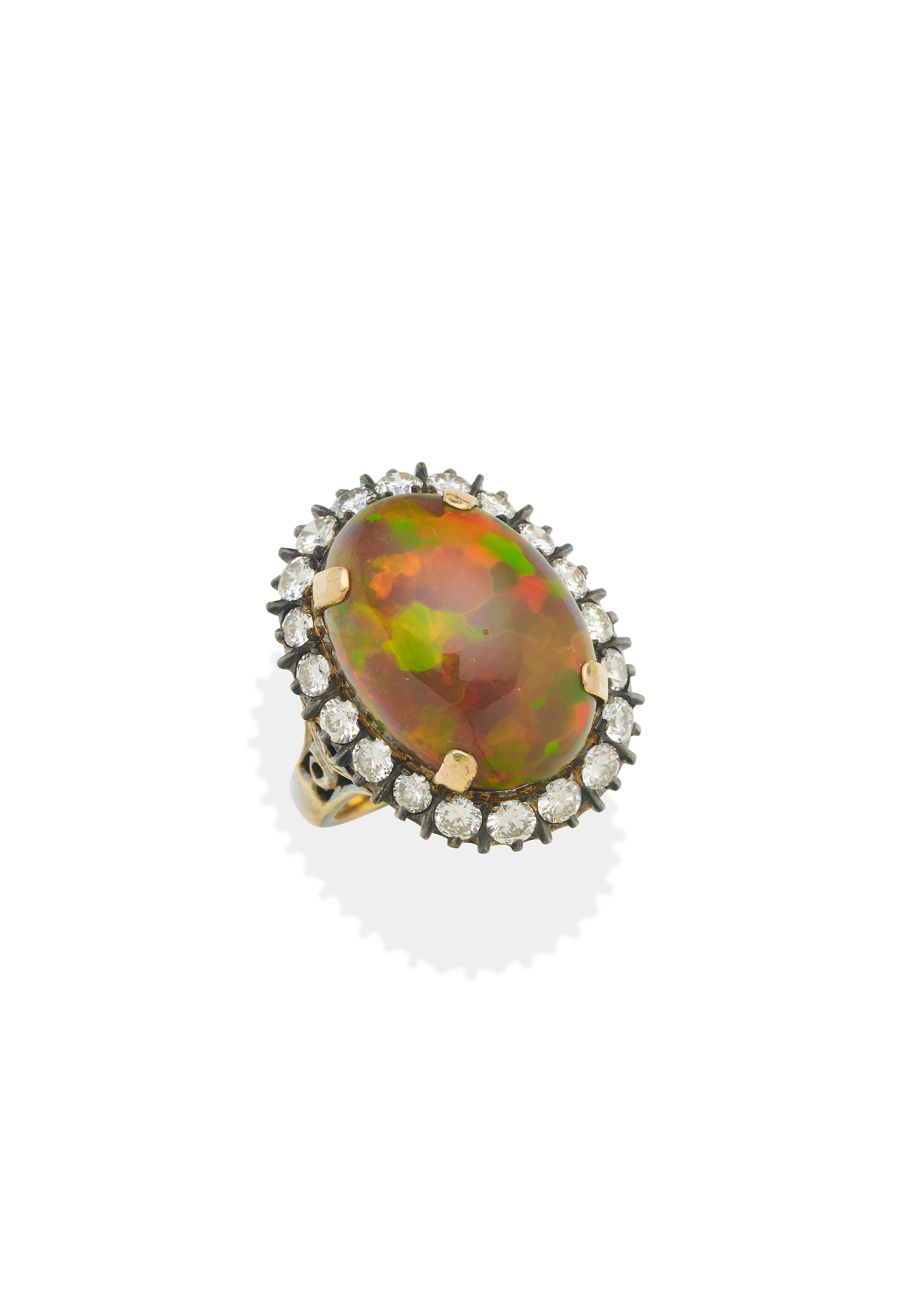 OPAL AND DIAMOND RING