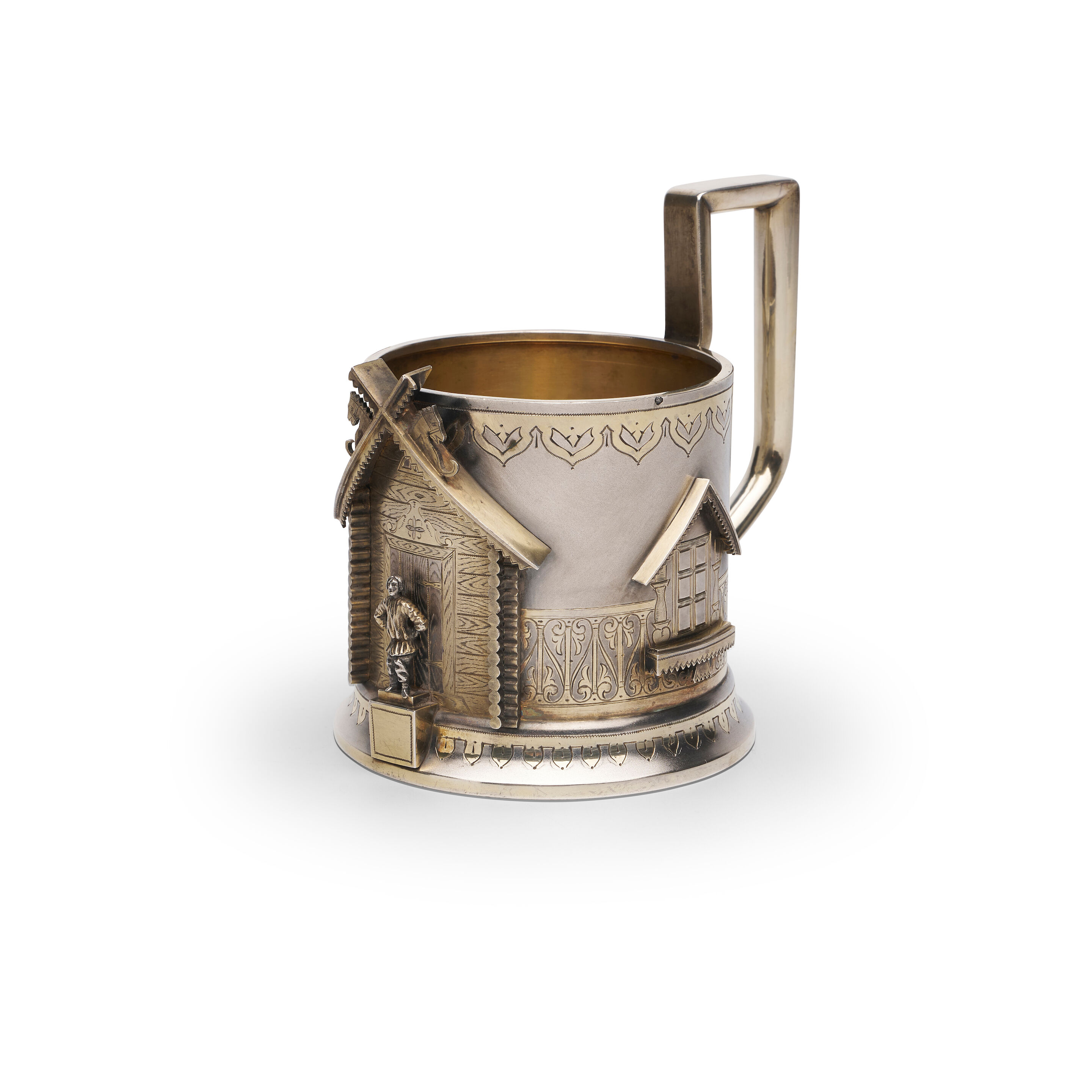 A PARCEL-GILT TEA GLASS HOLDER Unidentified assay master (TH), St Petersburg, 1884