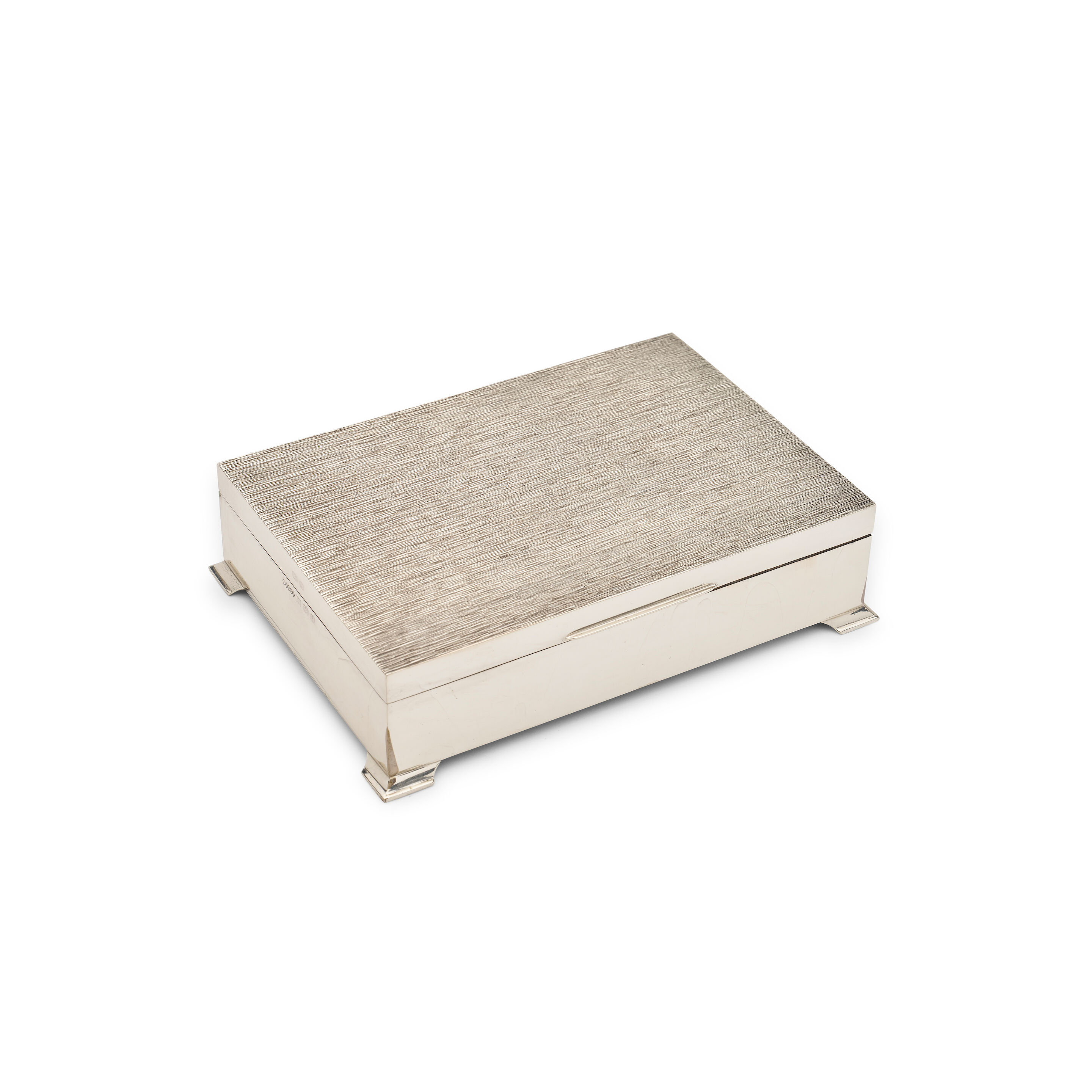 An English silver cigar box