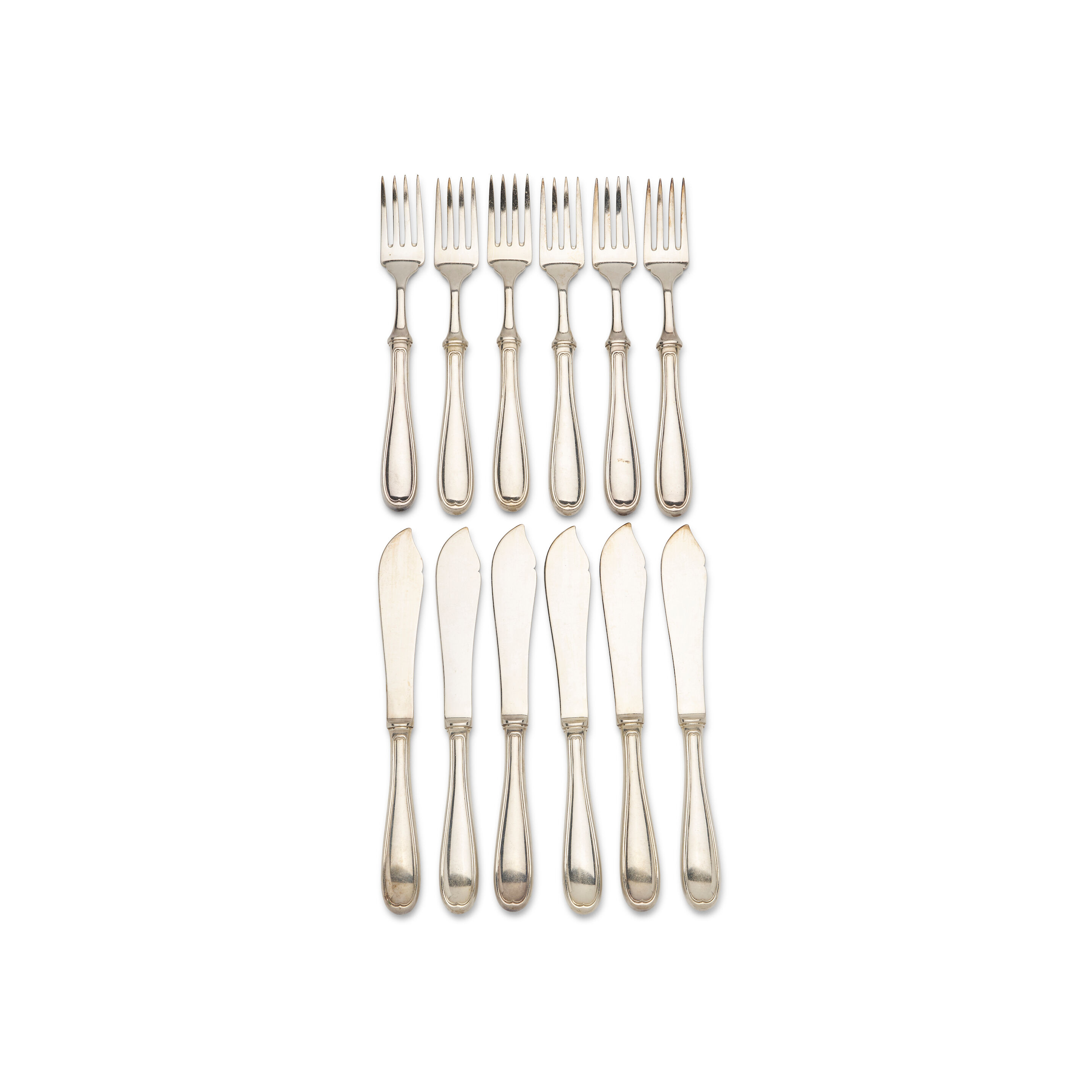 A set of sterling silver fish knives and fish forks